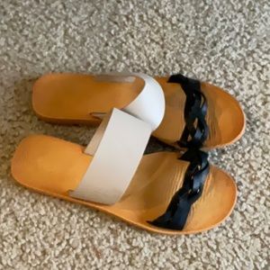 Tan and Black Sandals